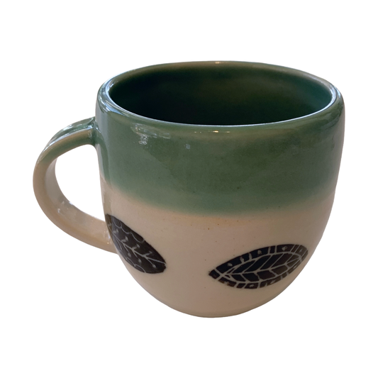 YASUE ASAI | ‘Sgraffito Leaf Green Mug' | Wheel-thrown ceramic