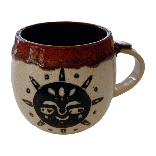 YASUE ASAI | ‘Sgraffito Sun Red/ Brown Mug' | Wheel-thrown ceramic