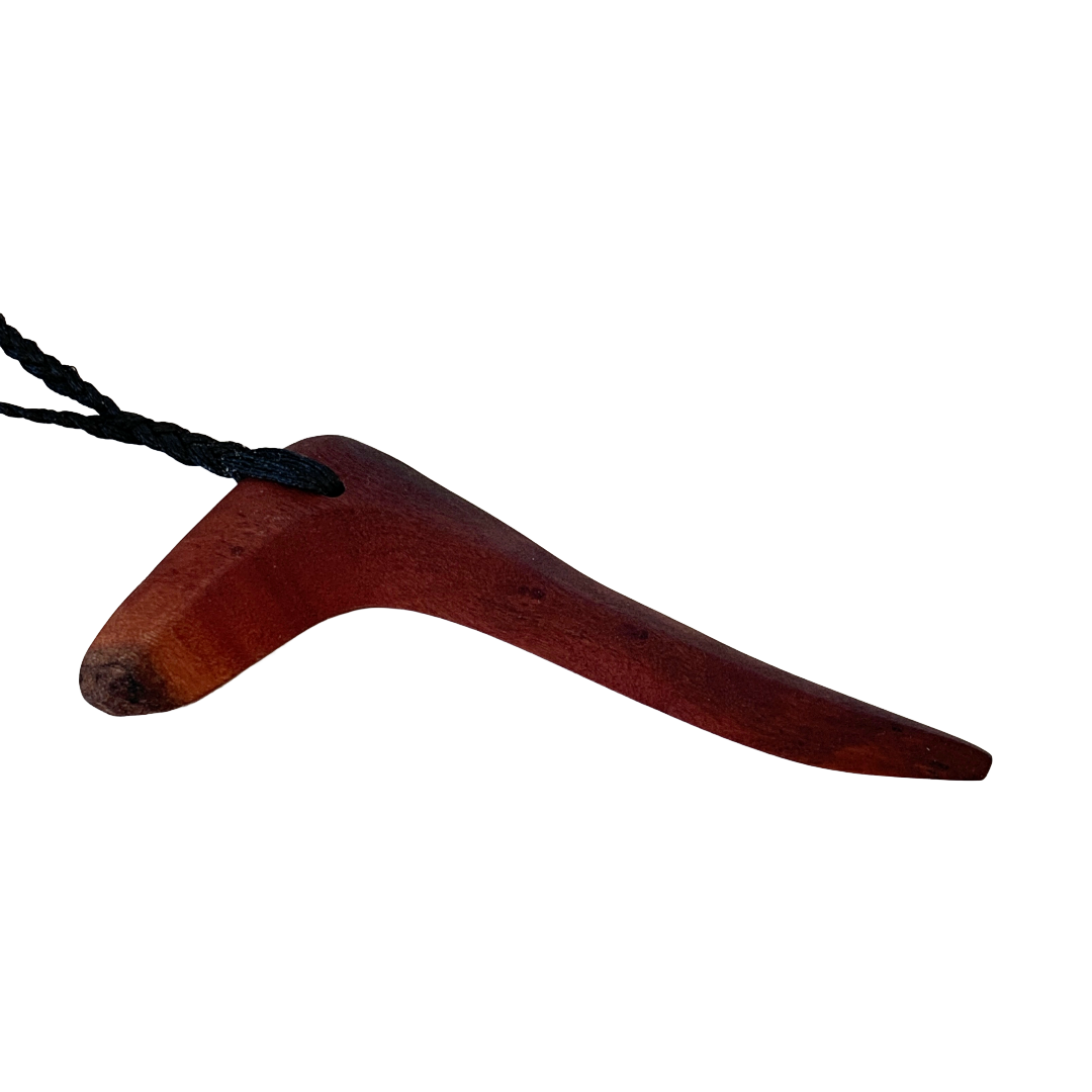 BULBURA CREATIONS | ‘Hunting Boomerang Necklace’ | Aboriginal Artefact / Molloy Red Box timber