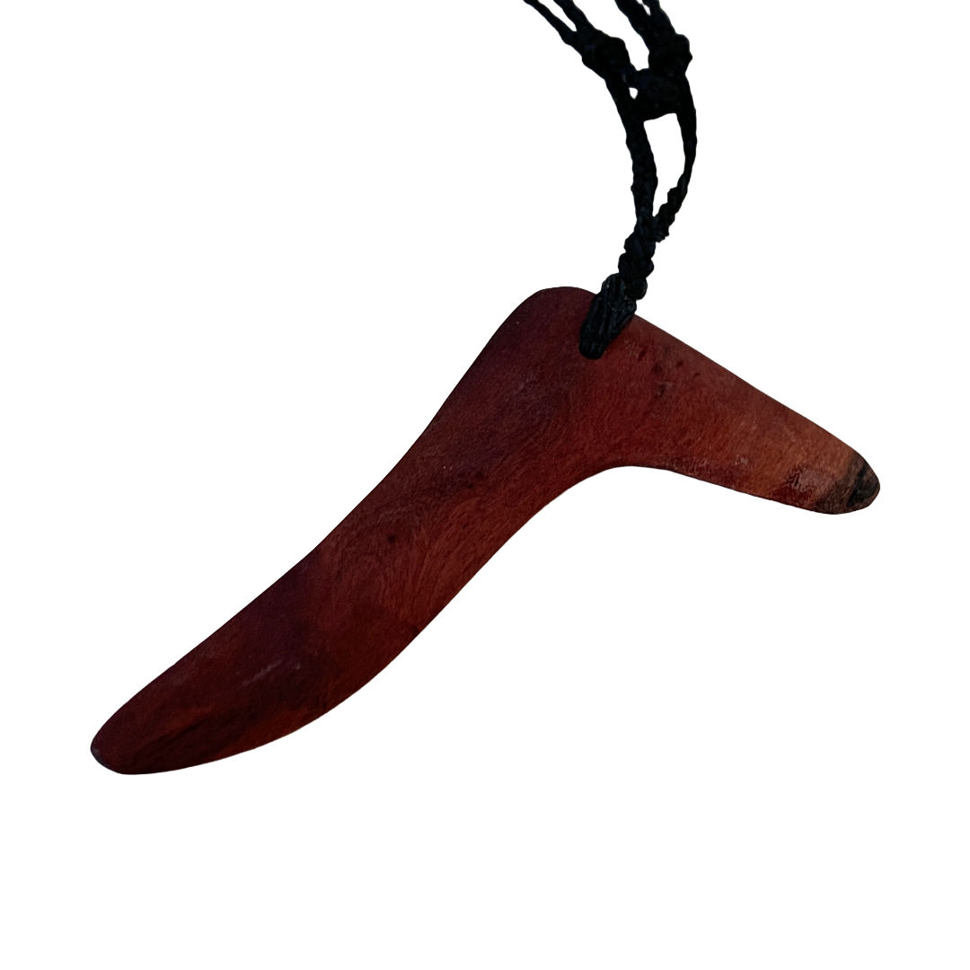 BULBURA CREATIONS | ‘Hunting Boomerang Necklace’ | Aboriginal Artefact / Molloy Red Box timber