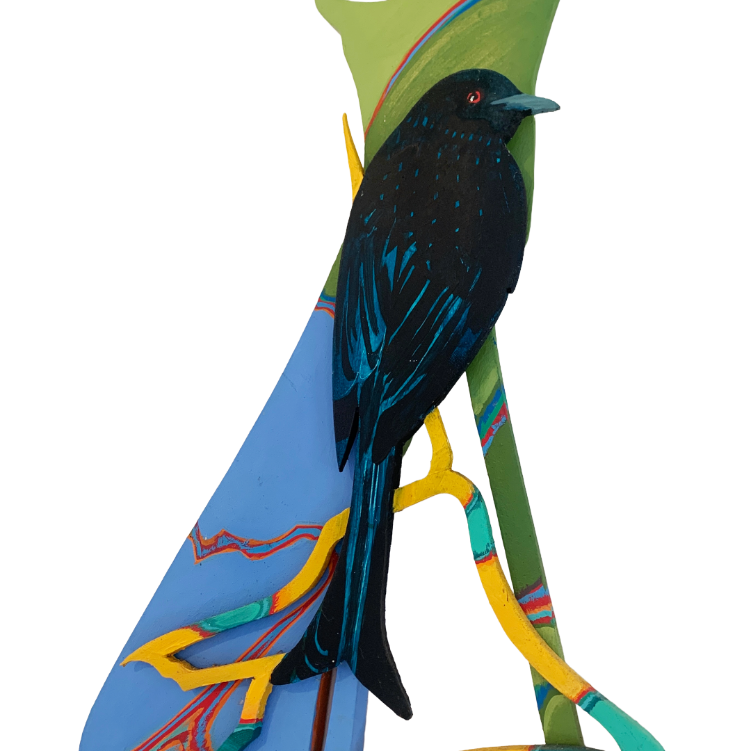 ROLAND NANCARROW | 'Spangled Drongo’ |  Wooden wall sculpture / hand-painted