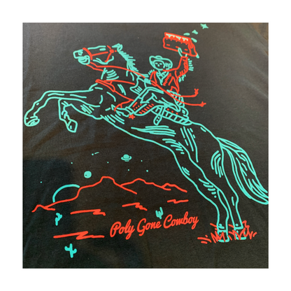 POLY GONE COWBOY | ‘Space Cowboy’ | Short sleeved T-shirt | Dark green