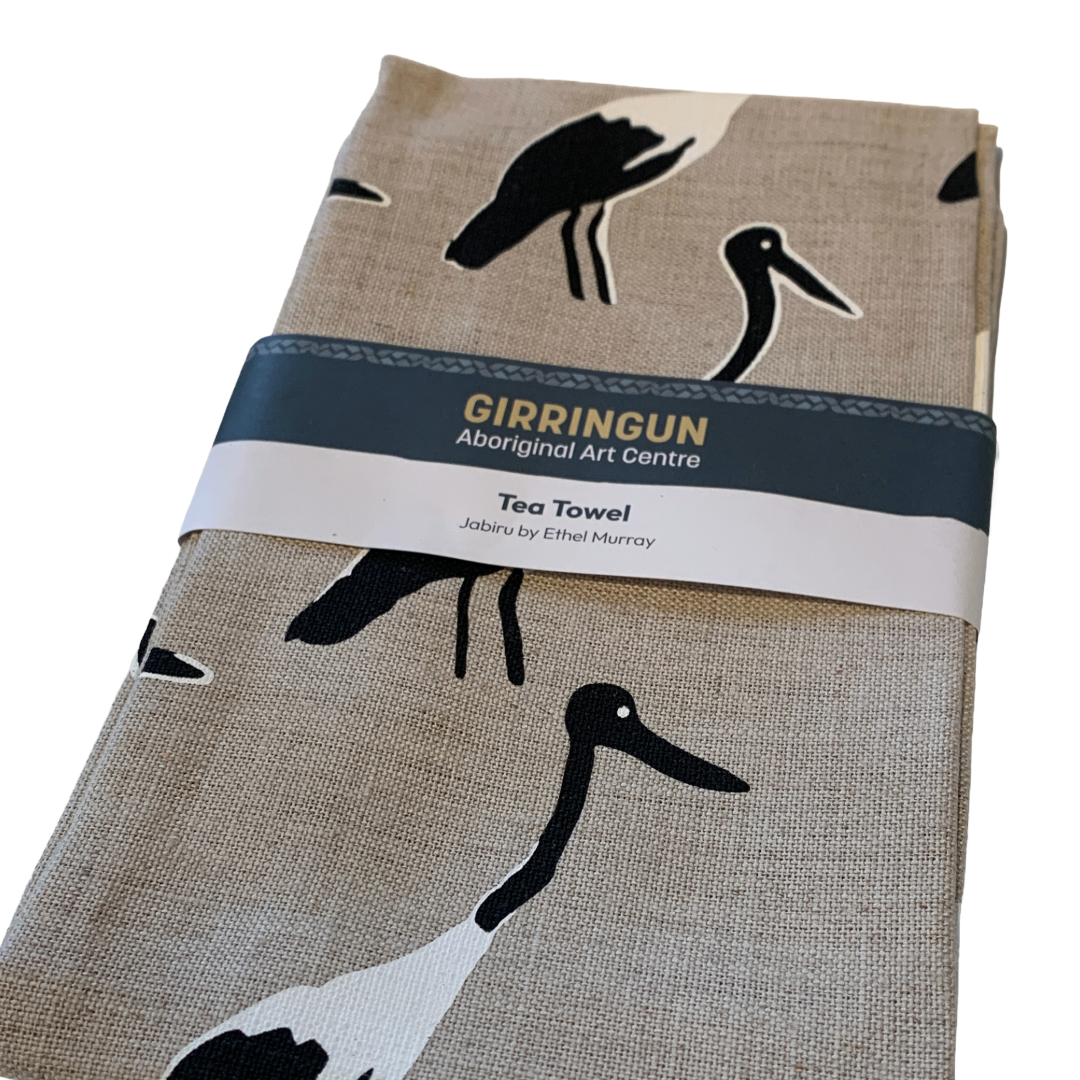 ETHEL MURRAY - Girringun Art Centre | 'Jabiru' | Linen tea towel