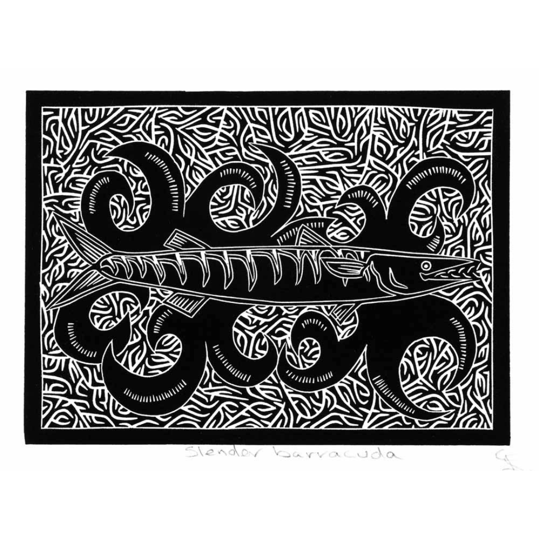JOEL SAM | 'Slender Barracuda' | Linocut Print