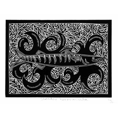 JOEL SAM | 'Slender Barracuda' | Linocut Print