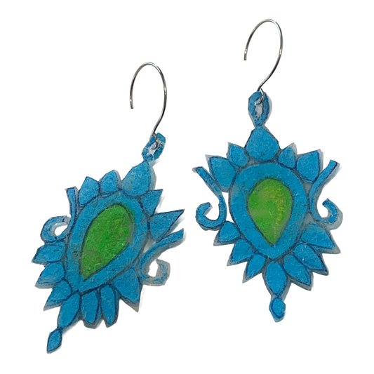JENNIFER VALMADRE | ‘Blue + Green Teardrop Earrings' | Pigment in Silicon
