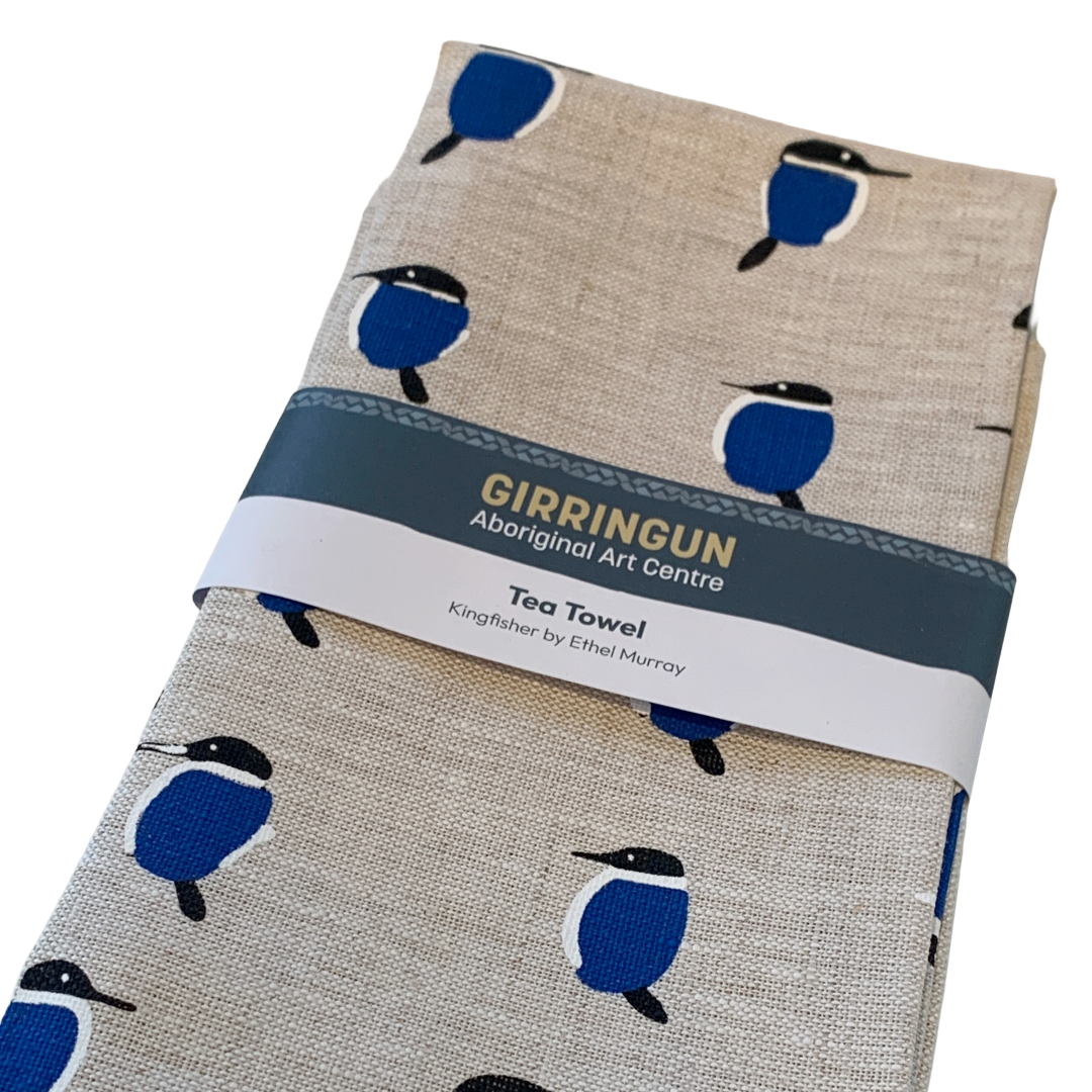 ETHEL MURRAY - Girringun Art Centre | 'Kingfisher' | Linen tea towel