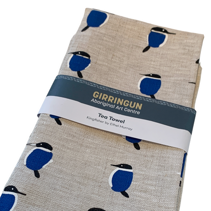 ETHEL MURRAY - Girringun Art Centre | 'Kingfisher' | Linen tea towel