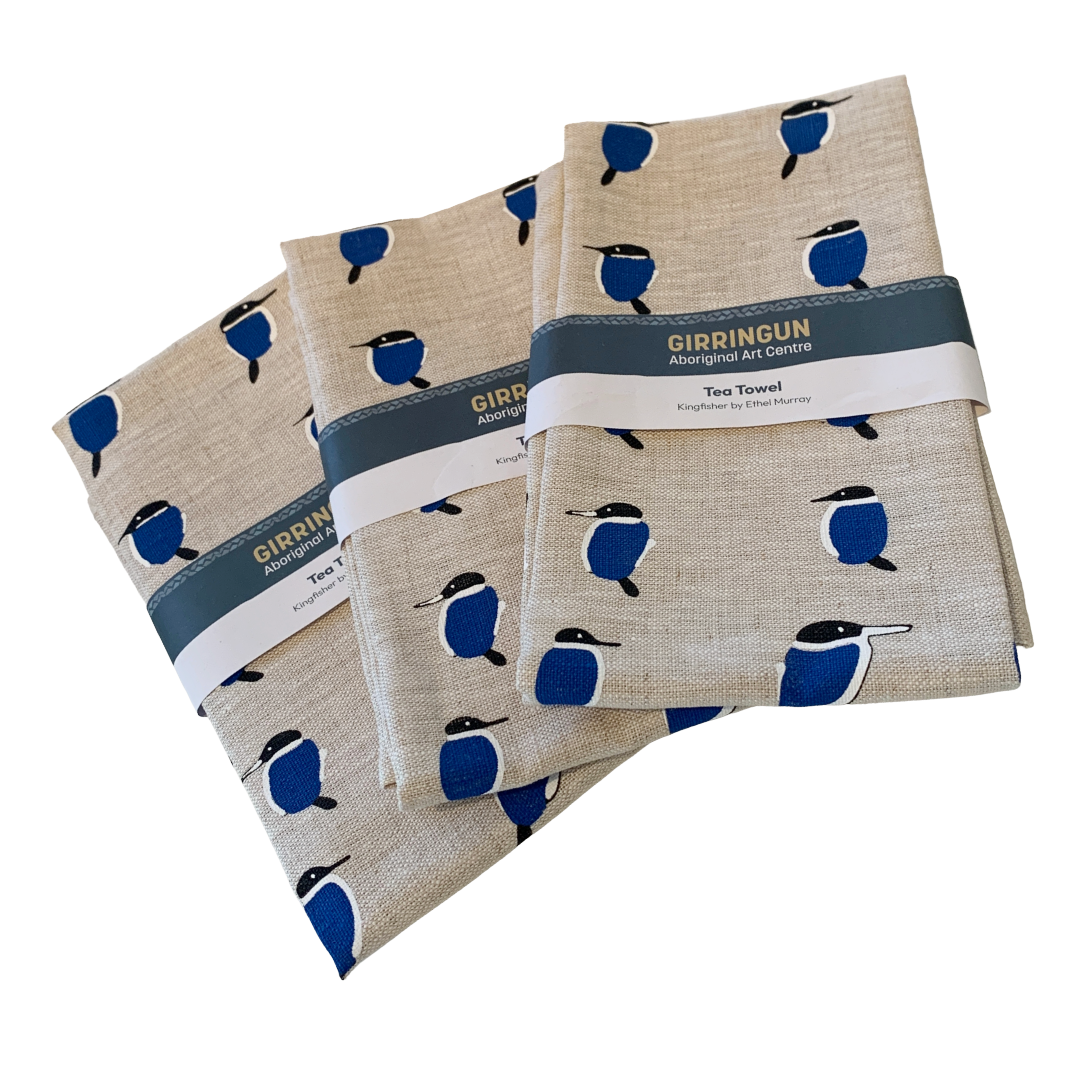 ETHEL MURRAY - Girringun Art Centre | 'Kingfisher' | Linen tea towel