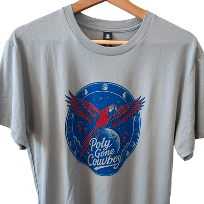 POLY GONE COWBOY | ‘Red Parrot’ | Short sleeved T-shirt | Grey