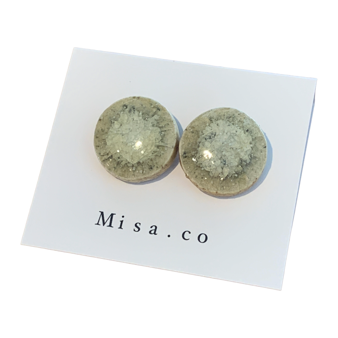 MISA.CO | 'Glazed Ceramic Earrings' | Smoke-fired, Japanese Clay | Silver 925 fittings