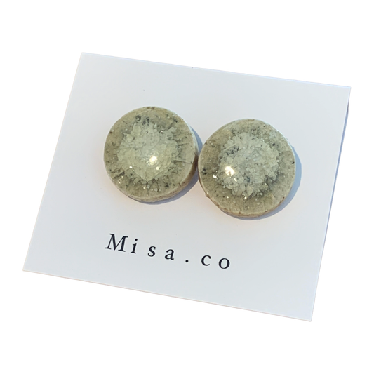 MISA.CO | 'Glazed Ceramic Earrings' | Smoke-fired, Japanese Clay | Silver 925 fittings