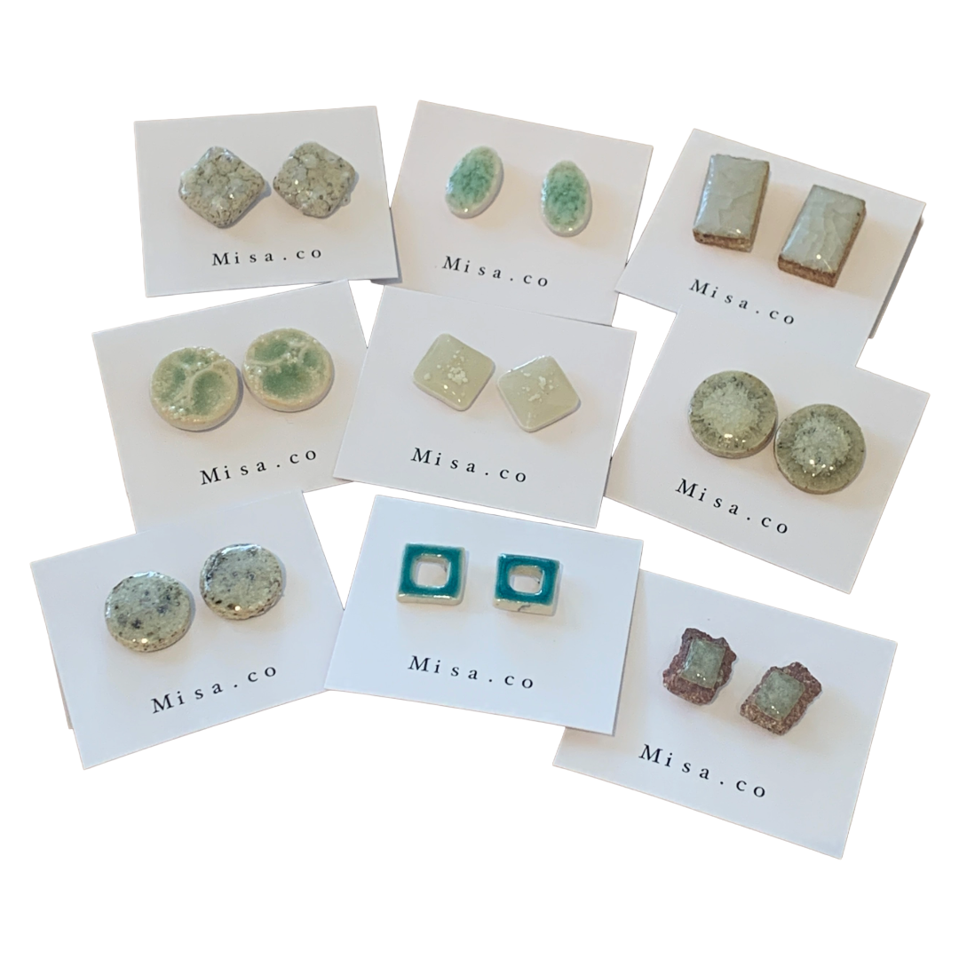 MISA.CO | 'Turquoise Rhombus Ceramic Earrings' | Surgical Stainless Steel fittings