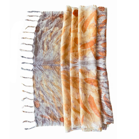 BIRDTRIBE WEARABLE ART | 'Native Plant Dyed Shawl - 2' | Silk/wool blend