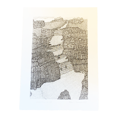 PETER B MORRISON | ‘Waterfall in NT’ | Pen + Ink drawing | 2023 | 60 (h) x 40 (w) cm