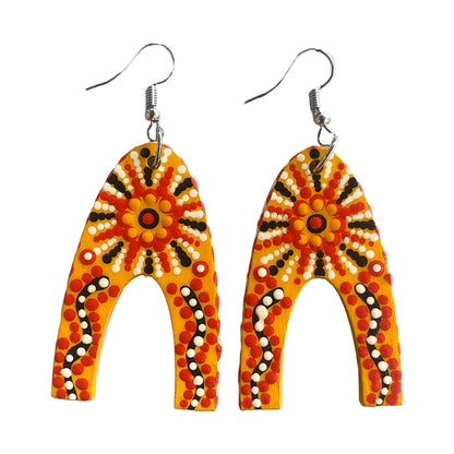 IRENE BOWYER | ‘U shaped (Orange) Earrings' | Hand-painted wood