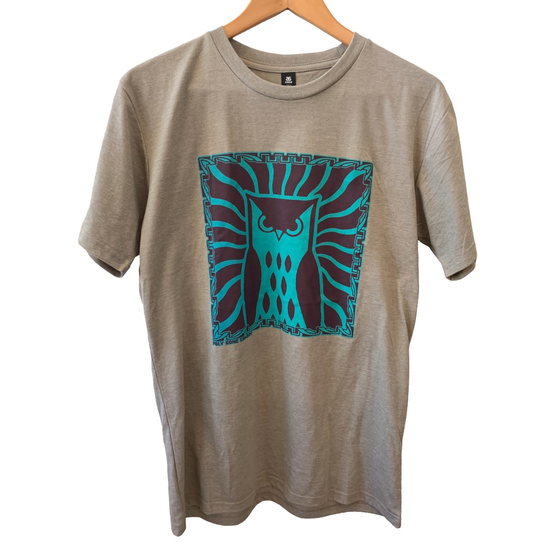 POLY GONE COWBOY | 'Cosmic Owl' | T-shirt/Grey