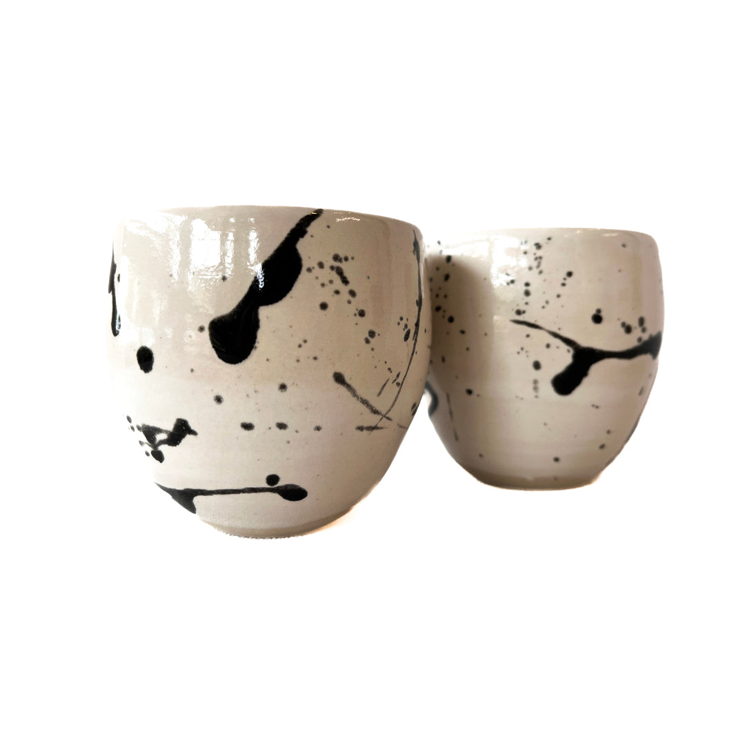POTTERESS BY ALICIA | 'Splat' | Black + white ceramic tumblers