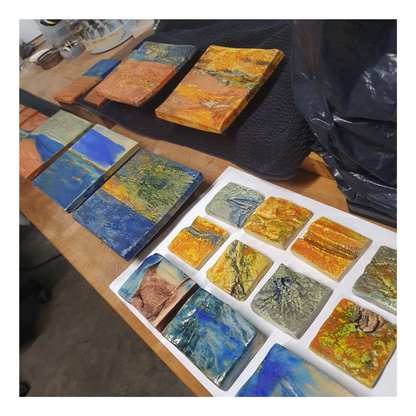 MALKI STUDIO | 'Captured Light 1' | Ceramic wall art on board | Multiple glaze firings
