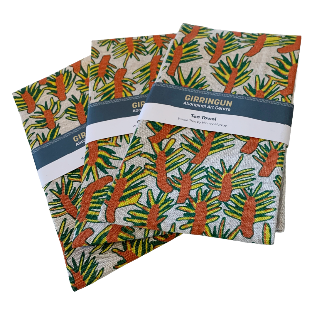 N. MURRAY - Girringun Art Centre | 'Wattle Tree' | Linen tea towel