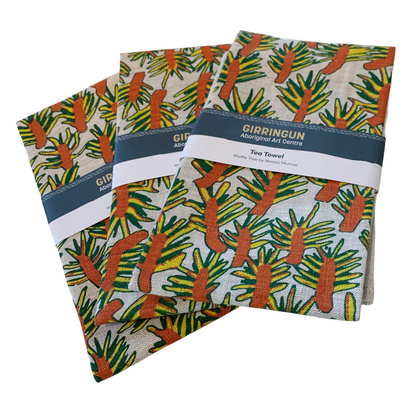 N. MURRAY - Girringun Art Centre | 'Wattle Tree' | Linen tea towel