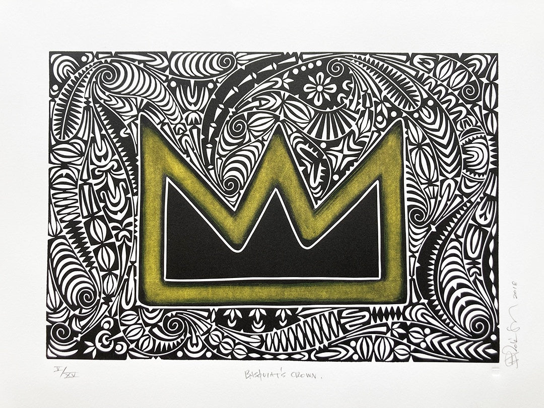 BRIAN ROBINSON | 'Basquiat's  Crown' | Linocut / hand-coloured