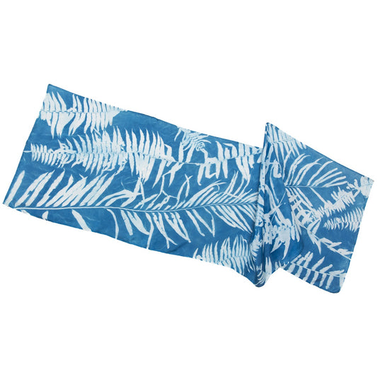 BLUE MUSE | 'Fern’ | Habotai silk cyanotype scarf