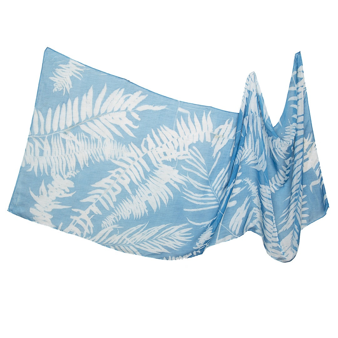 BLUE MUSE | 'Fern' | Silk Chiffon cyanotype scarf