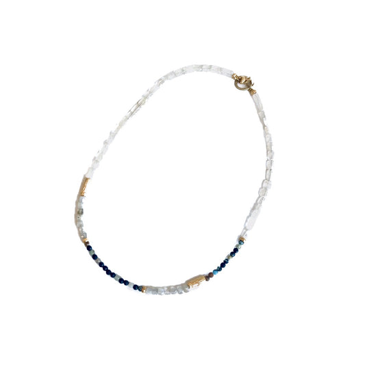 ARTIZ | ‘Moonstone Necklace’ | Short | Gold-plated bronze piece / semi-precious stones