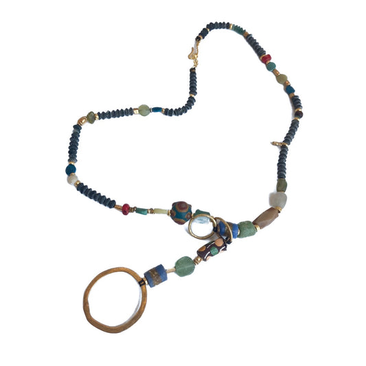 ARTIZ | ‘Pass through Necklace’ | Long | African glass / semi-precious stones