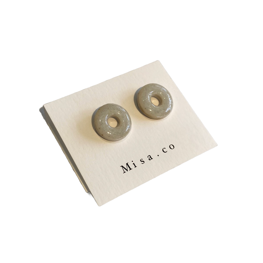 MISA.CO | ‘Glazed Clear Loop Ceramic Earrings #14’ | Surgical Stainless Steel Fittings