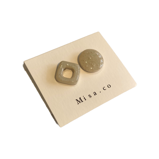 MISA.CO | ‘Glazed Ceramic Rhombus Stud Earrings #15’ | Surgical Stainless Steel Fittings