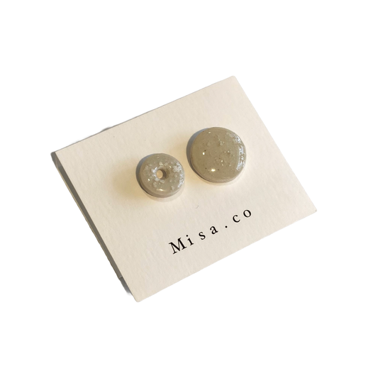 MISA.CO | ‘Glazed Ceramic Petite Loop Stud Earrings #16’ | Surgical Stainless Steel Fittings