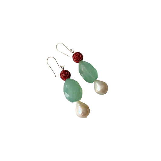 PEARL AND SALTY PLUM | ‘Chalcedony Earrings’ | Fresh water pearls