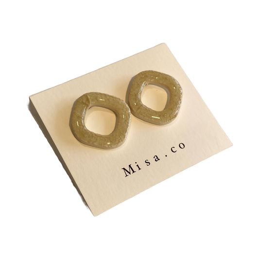 MISA.CO | ‘Glazed Yellow Rhombus Ceramic Earrings #17’ | Surgical Stainless Steel Fittings