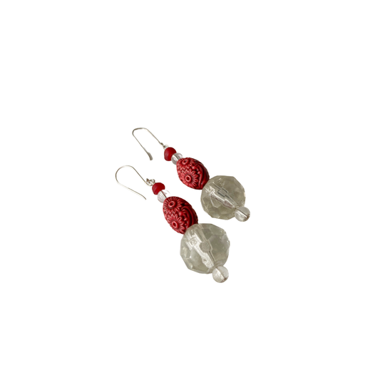 PEARL AND SALTY PLUM | ‘French Crystal Earrings’ | Resin beads