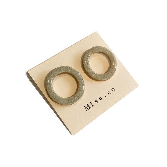 MISA.CO | ‘Light Blue Loop Ceramic Earrings #19’ | Glazed / Surgical Stainless Steel Fittings