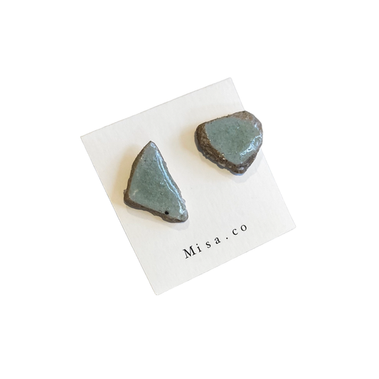 MISA.CO | ‘Ceramic Stud Earrings #1’ | Light blue | Smoke-fired / Silver 925 Fittings