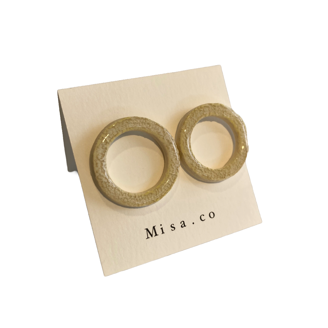 MISA.CO | ‘Glazed Yellow Loop Ceramic Earrings #20’ | Surgical Stainless Steel Fittings