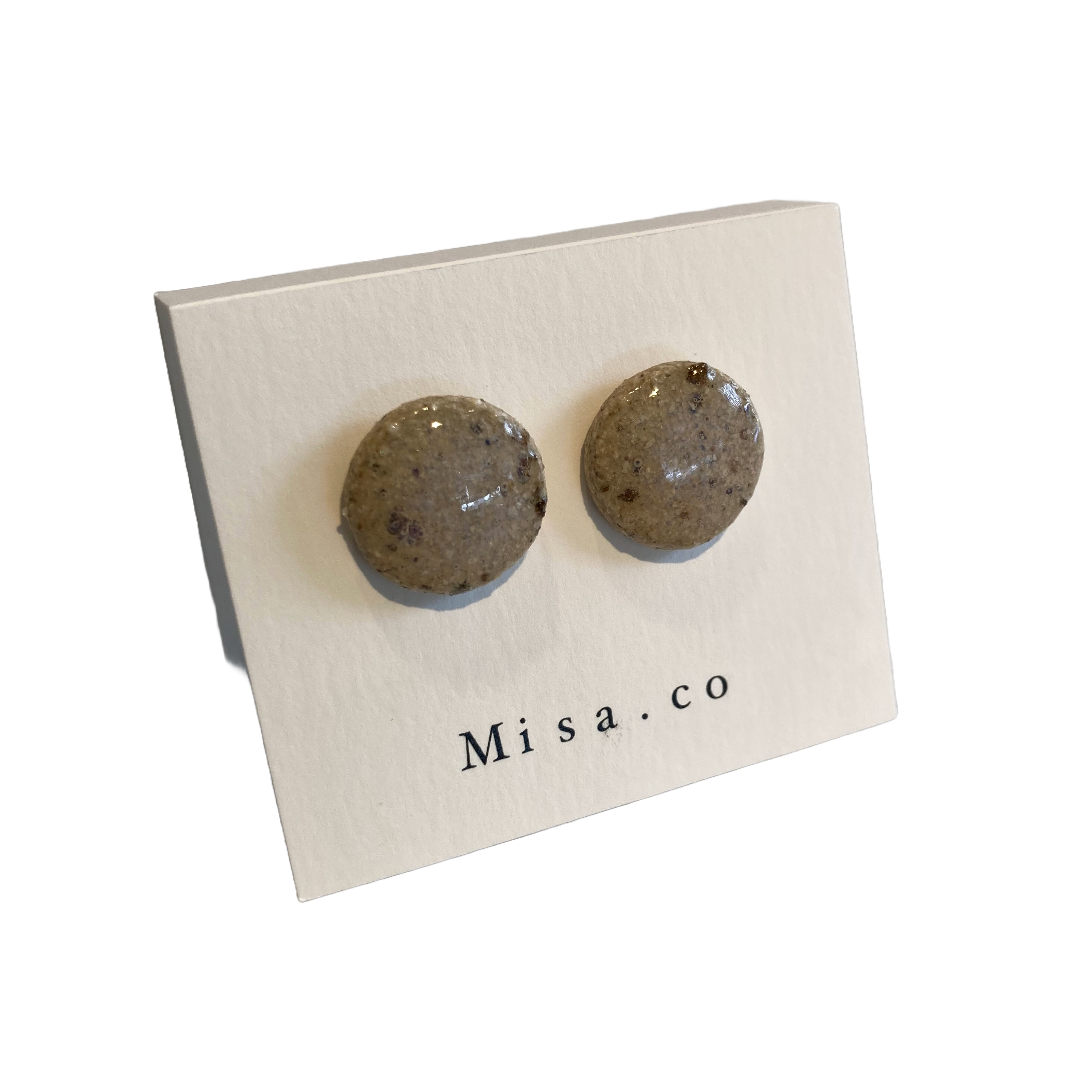 MISA.CO | ‘Japanese Wild Clay Ceramic Stud Earrings #24’ | Glazed / Surgical Stainless Steel Fittings