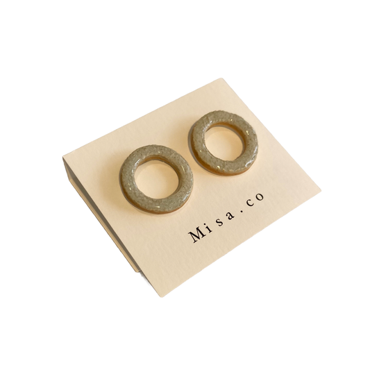 MISA.CO | ‘Glazed Light Blue Ⅳ Loop Ceramic Earrings #26’ | Smoke-fired / Surgical Stainless Steel Fittings