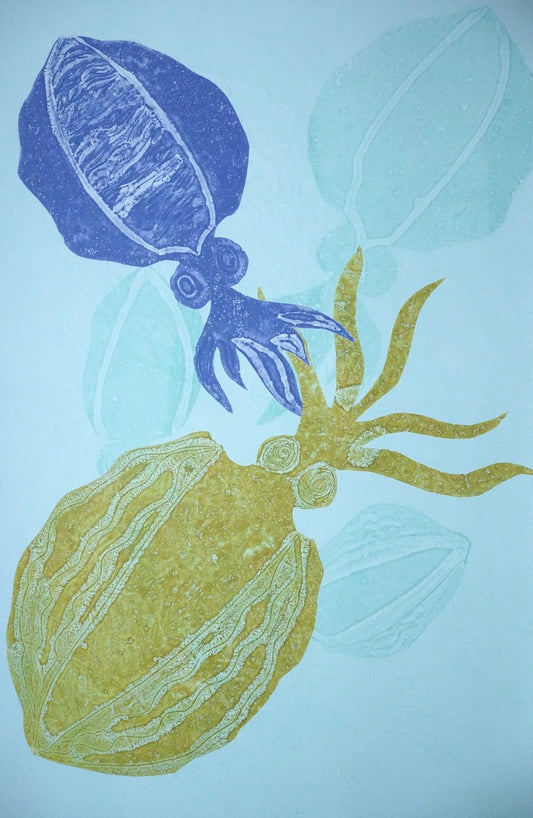 BABETHA NAWIA | 'Looking for Sardine (3/8)' | Monoprint on BFK Rives paper
