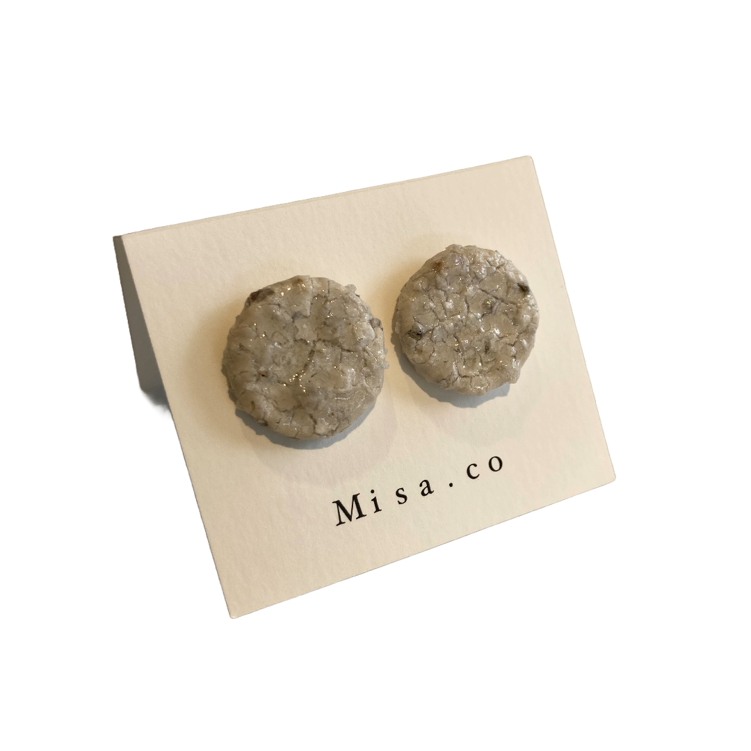 MISA.CO | ‘Rocky White Ceramic Stud Earrings #29’ | Surgical Stainless Steel Fittings