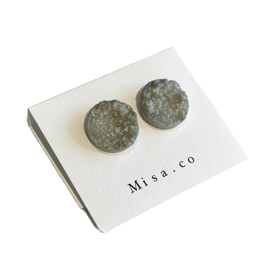 MISA.CO | ‘Rough Ceramic Stud Earrings #3’ | Smoke-fired / Silver 925 Fittings