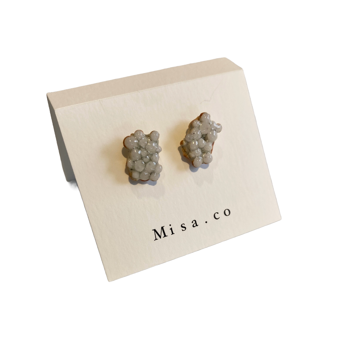 MISA.CO | ‘Bubble Ceramic Stud Earrings #31’ | Smoke-fired / Surgical Stainless Steel Fittings