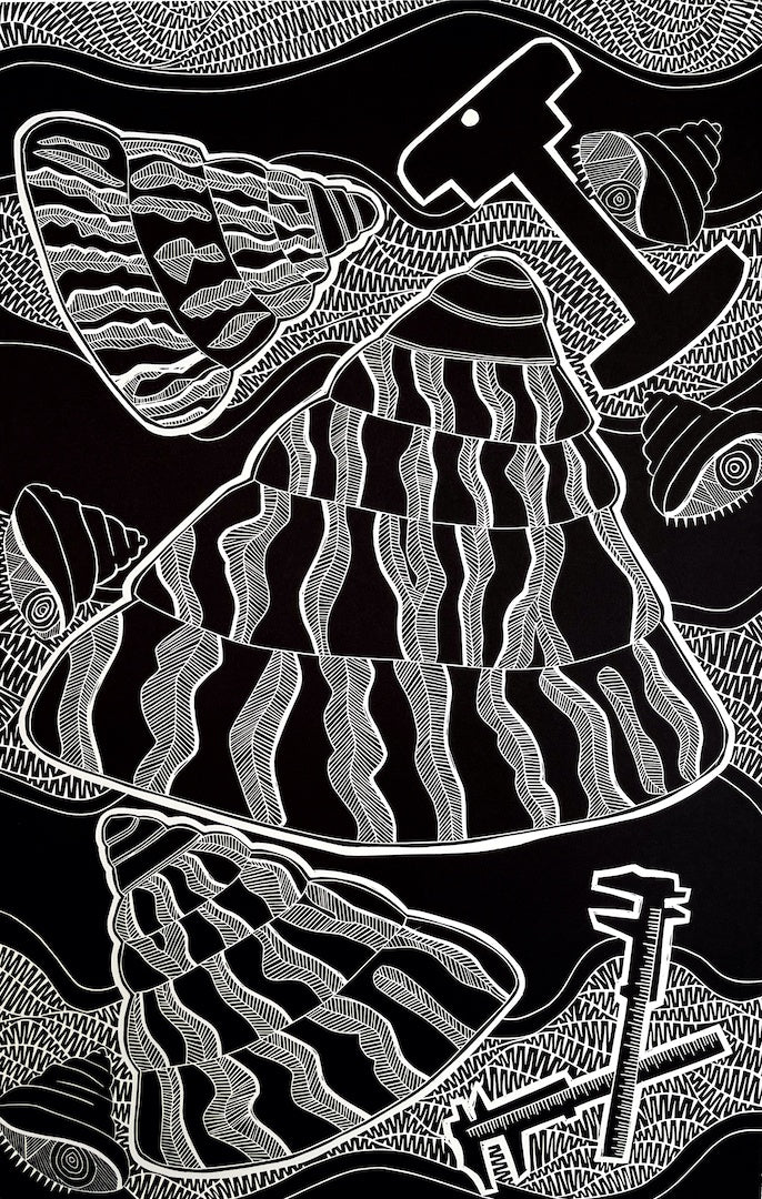 PAULA SAVAGE - Moa Arts | 'Big Kabar' | Linoprint on BFK Rives paper