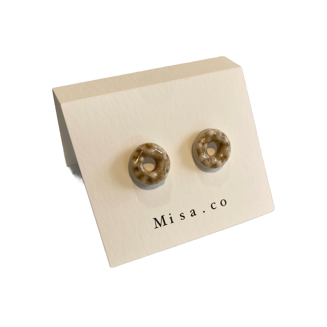 MISA.CO | ‘Petite Brown Loop Ceramic Earrings #33’ | Surgical Stainless Steel Fittings