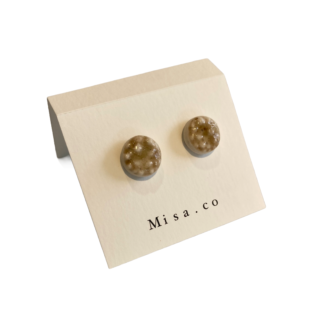 MISA.CO | ‘Petite Brown Ⅰ Dotty Ceramic Stud Earrings #34’ | Surgical Stainless Steel Fittings