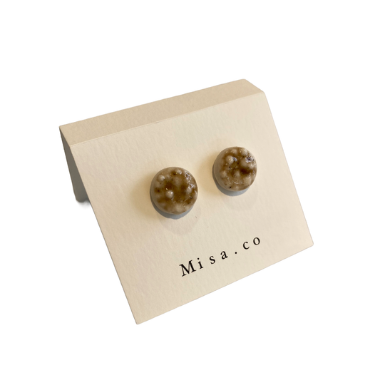 MISA.CO | ‘Petite Brown Ⅱ Dotty Ceramic Stud Earrings #35’ | Surgical Stainless Steel Fittings