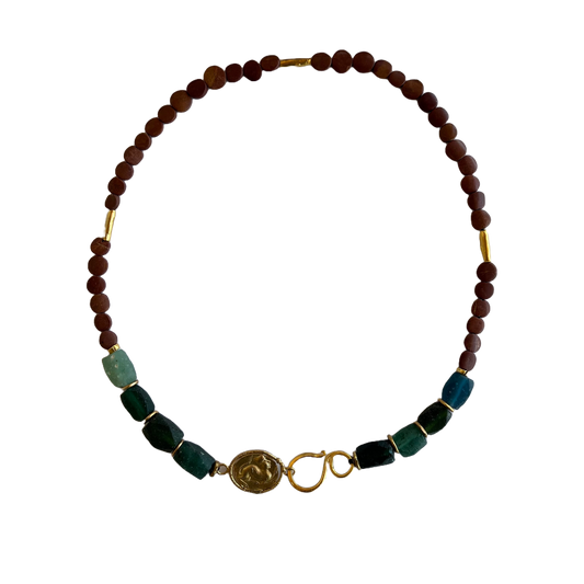 ARTIZ | 'Brown jade necklace + ancient roman glass'